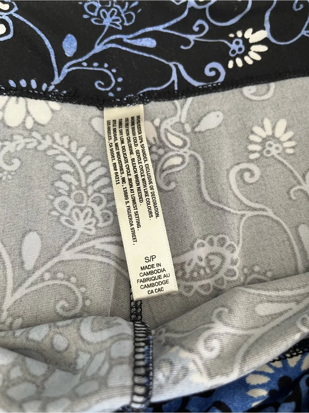 Blue & Black Floral Patchwork Tank and Flared Pants lounge Pajama Set